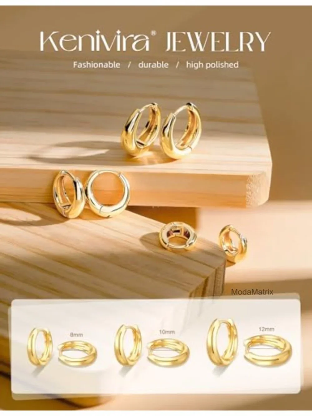 14k Gold Plated Huggie Hoop Earrings for Women - Hypoallergenic Non-Tarnish Set